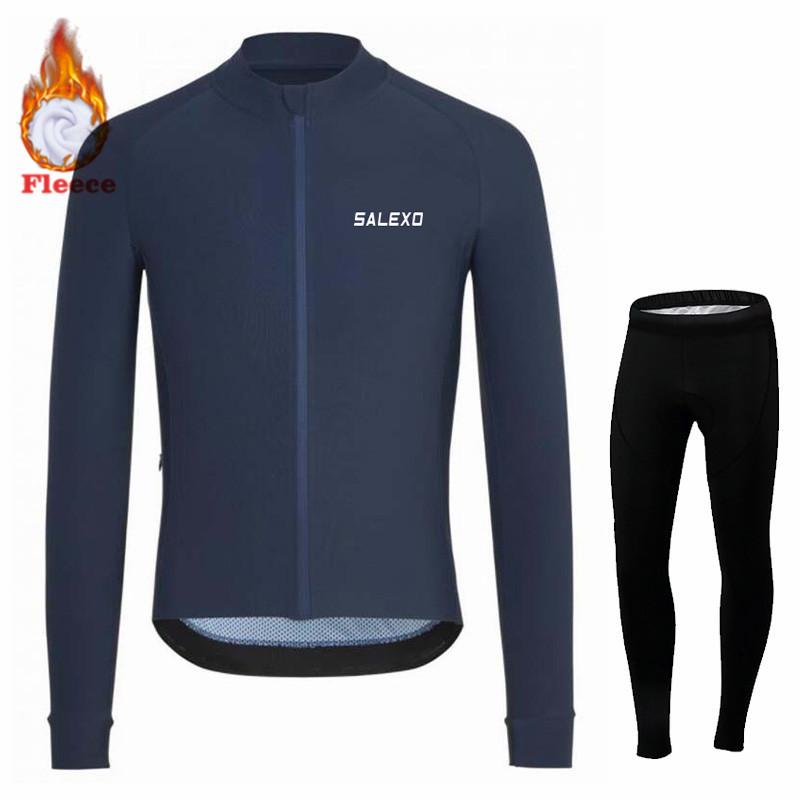 2026 Winter Fleece Warm Thermal Fleece Bicycle Set for Men, Long Sleeve Sportswear, Racing Jersey Suit, Pro Team Bicycle Clothing, Winter