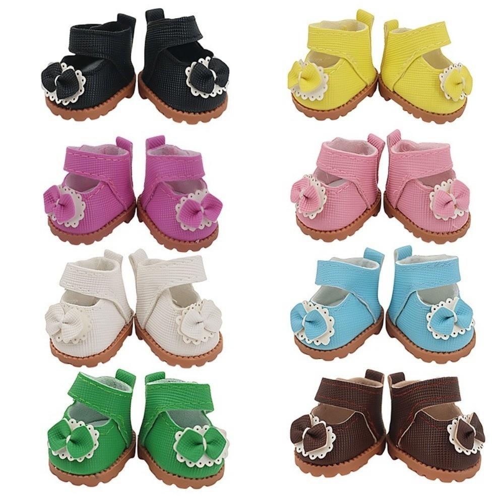 Accessories 3.5*2.3cm Doll Shoes PU Material Leather Material Leather Shoes 17cm Size Bow Tie Design Doll Shoes Gift