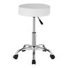 Round Rolling Stool Swivel Work Stool with Wheels Height Adjustable White