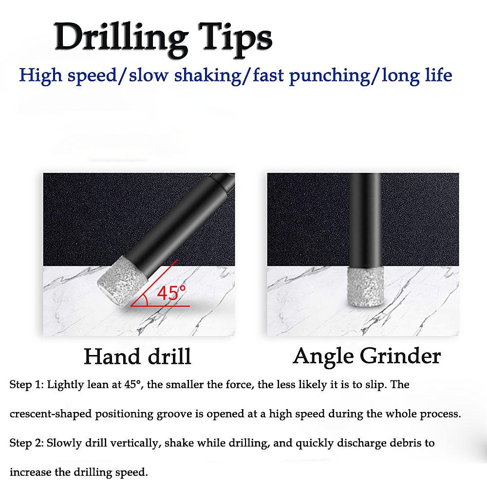 6/8/10/12mm Dry Diamond Drill Bits Set Vacuum Brazed Core Drill Bit Kit Quick Change Hex Shank for Porcelain Granite Tile Marble
