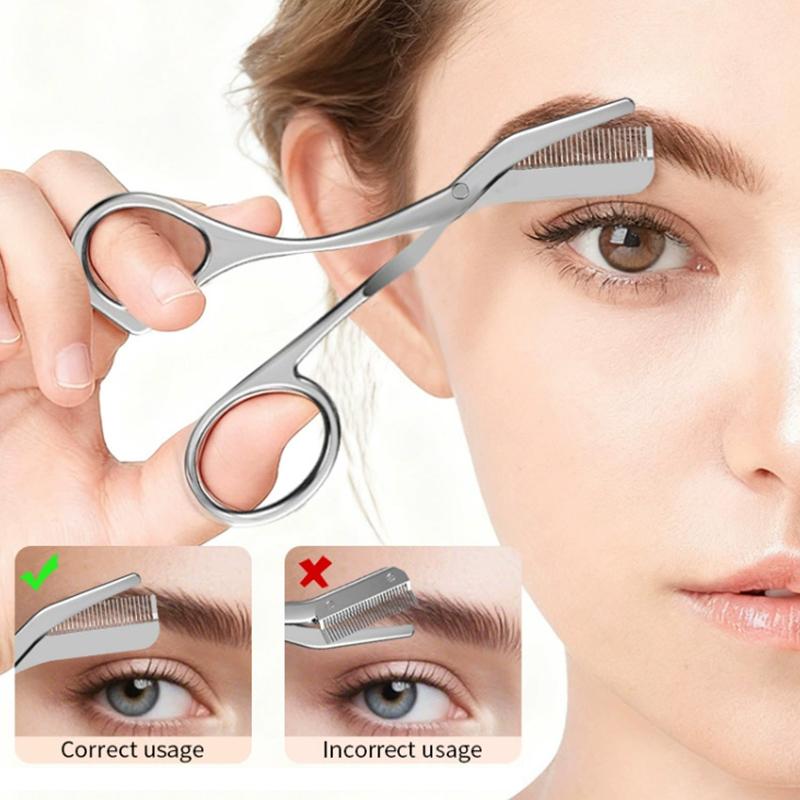 2-in-1 Augenbrauen-Trimschere mit Kämmen Professioneller Augenbrauentrimmer Edelstahl Hochwertige Schere Beauty-Werkzeuge