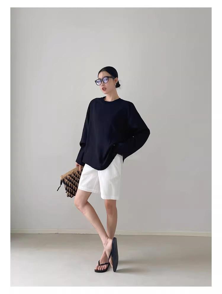 Haut décontracté à manches longues en chanvre blanc Tencel lin pour femme Rain Dew