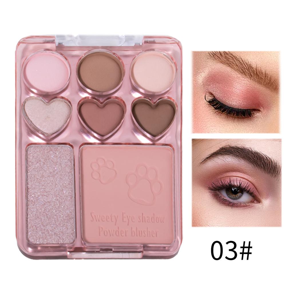

8-колірна палітра тіней для повік Cat Claw Cute Eye Makeup Palette Стійкі блискучі рожеві рум’яна Тіні для повік Корейська жіноча косметика