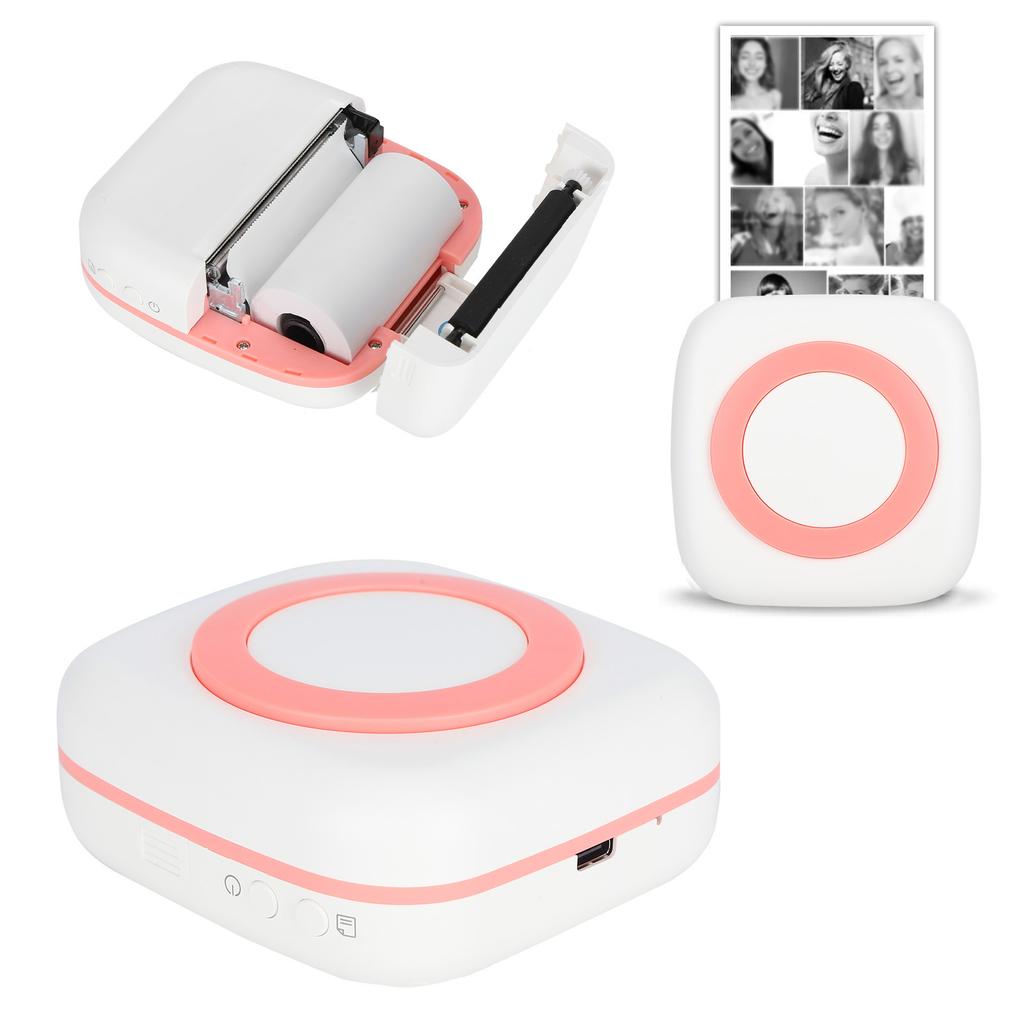 Printer 200DPI Portable 8.8x8.5x3.7cm TypeC Thermal Printing Device with 800mAh Battery(Pink )