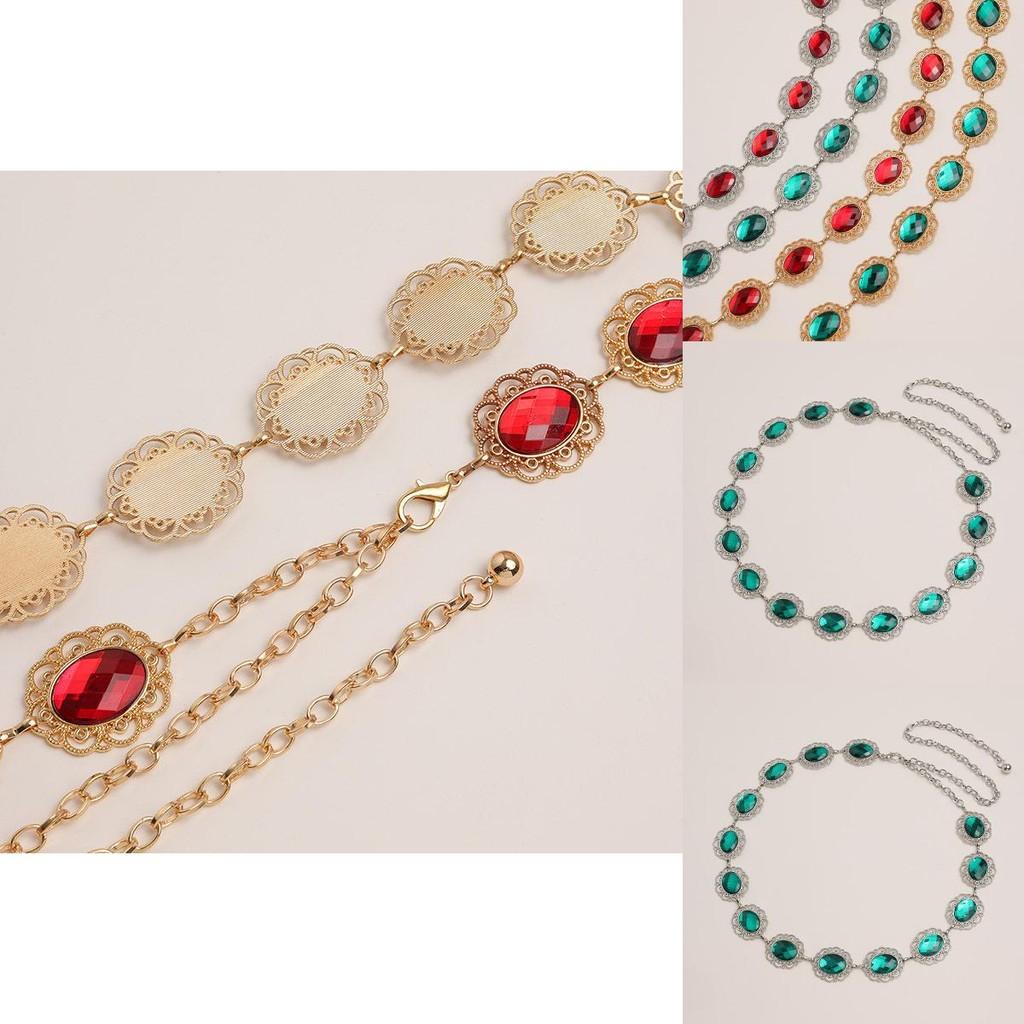 Elegant Female Metal Hollow Waist Chain With Rhinestone Buckle For Summer Fashion Accessories