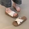 New summer outer wear thick-soled one-word slippers women's skirt muffin beach cool slippers