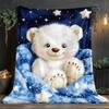 Cute White Bear Starry Night Throw Blanket Sparkle Stars Sweet Wildlife Art Charming Warm Cover For Sofa Canopy Chair