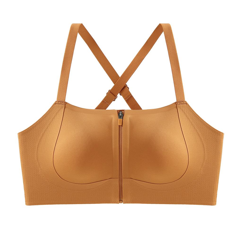 Front zipper seamless, big breasts with small breasts, gathered breasts, anti-hanging, thin shoulder straps, beautiful back bra.