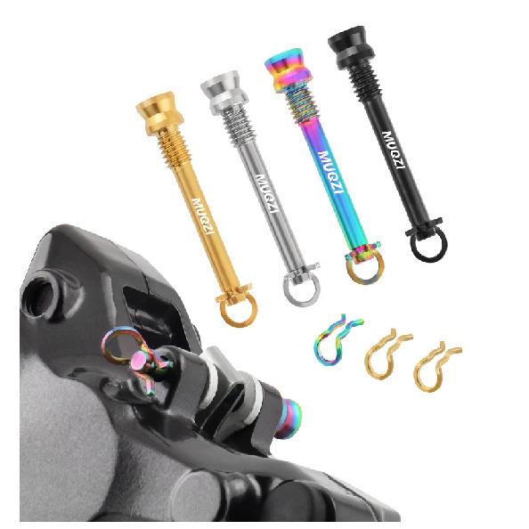 MUQZI 2pcs Titanium Bolts Bicycle Disc Brakes Caliper Lightweight Mounting Screws Road MTB Disc Brake Pad Bolts with Fixing Clip