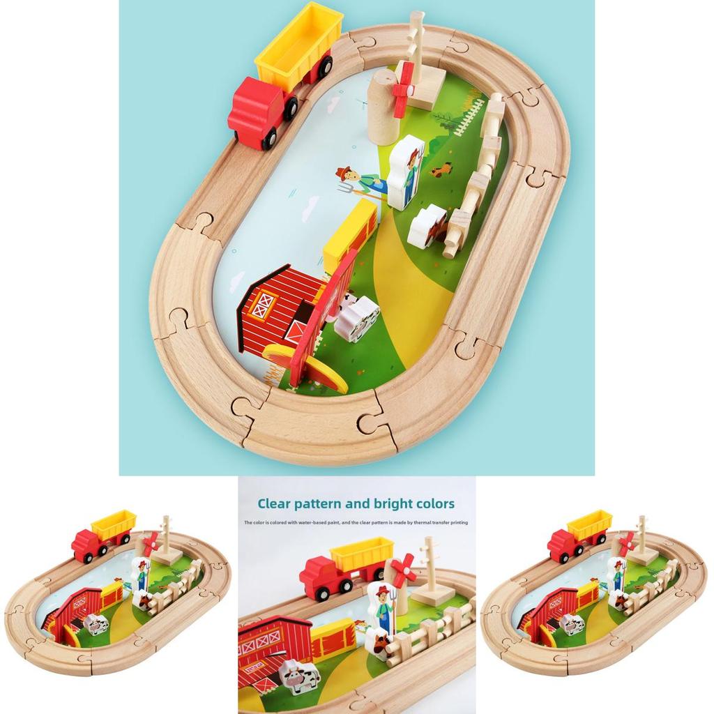Houten Boerenpad Scène Bouwstenen Kinder Speelgoed Set Voor Kinderen Educatief Spel