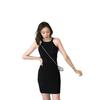 Summer Black Slim-fitting Neck-hanging Knitted Dress Women's Tight Hip-wrapped Skirt Sexy French Temperament Spice Girl Short Skirt