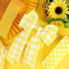 Festival Bee Delightful Yellow Checkered And Striped Burlap Ribbon For Festive Gift Wrapping And Arrangements Decorative