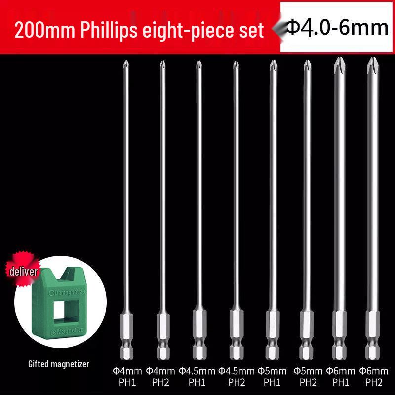 Phillips Head Electric Screwdriver Drill with Extended Fine Head, Strong Magnetic Hex Bit, High Hardness