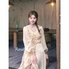 Rou8Ao Plus-Size Women's French-Style Gentle Dress, 2026 Spring/Summer Waist-Cinching Slimming Elegant Long Dress