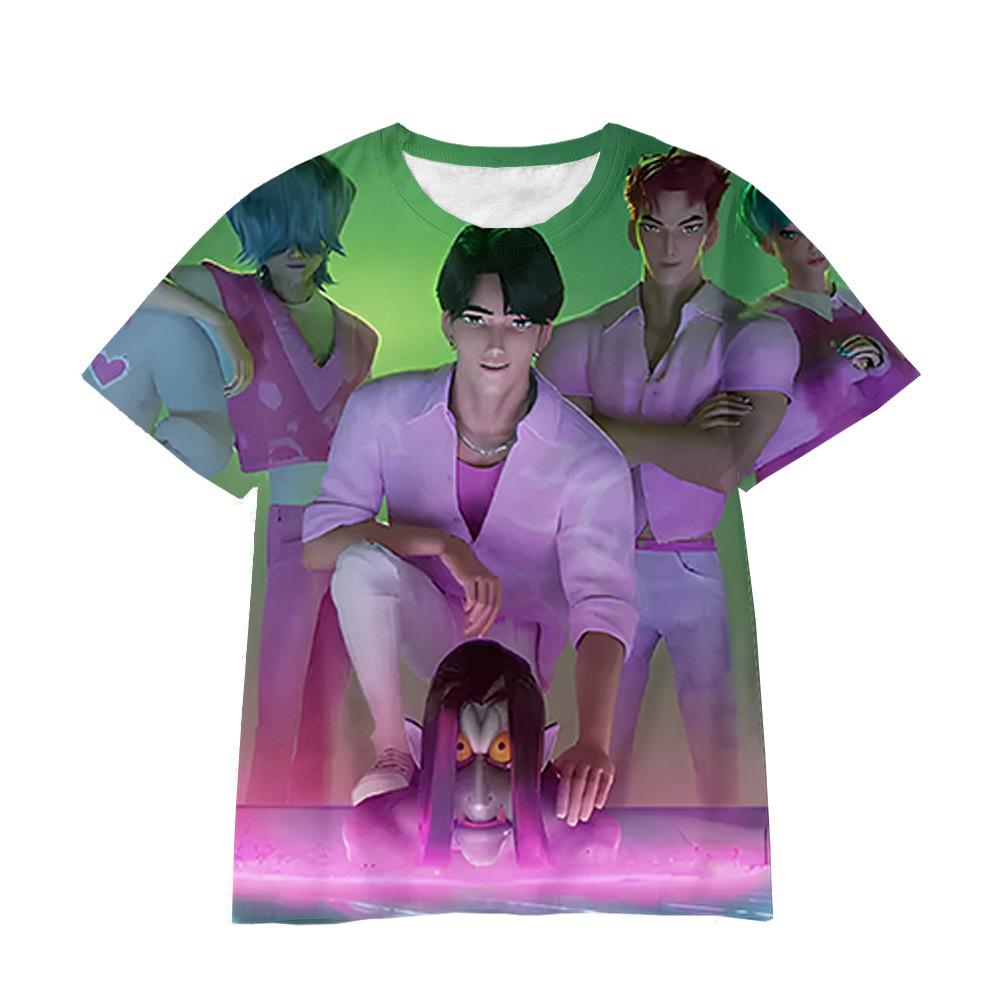 Kpop Caça às Bruxas Grupo Impressão 3D Camisetas Infantis Meninas Meninos Anime Desenho Animado Moda Casual Camisetas Macias