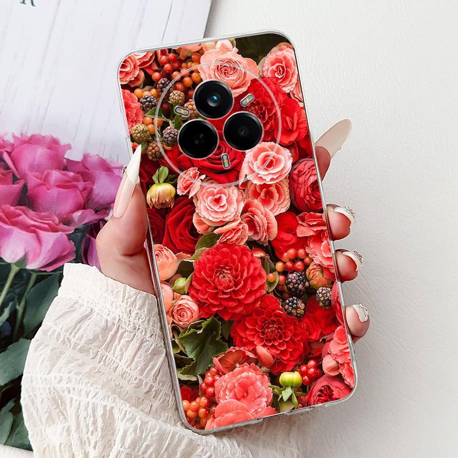 For Realme 14 Pro Plus Case RMX5051 Beautiful Flowers Painted Cover Soft Silicone Case For Realme 14 Pro Realme14 Pro+ 5G Fundas