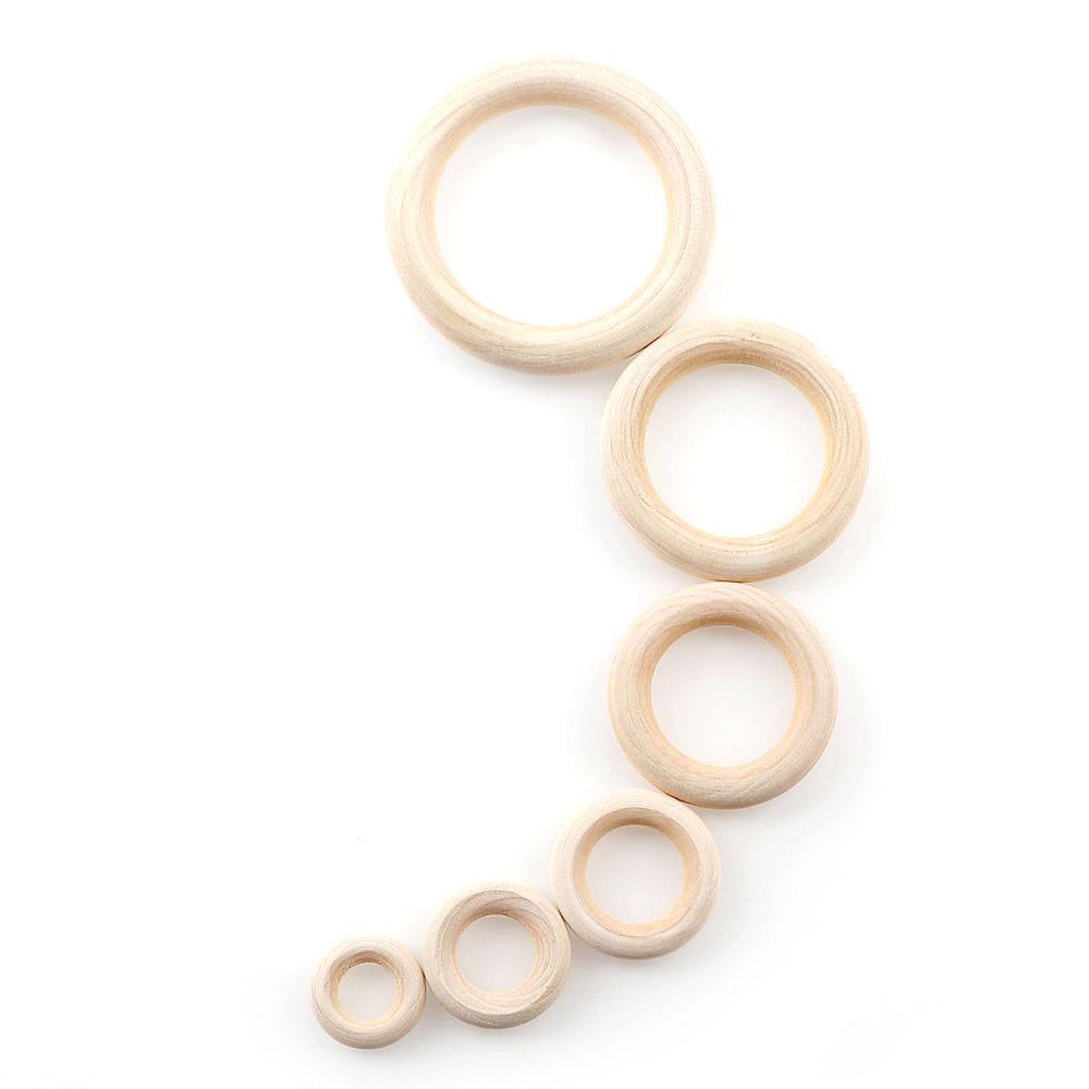 Unfinished Solid Wooden Rings 20-60MM Natural Wood Rings for DIY Crafts Wood Hoops Ornaments Connectors Craft Making