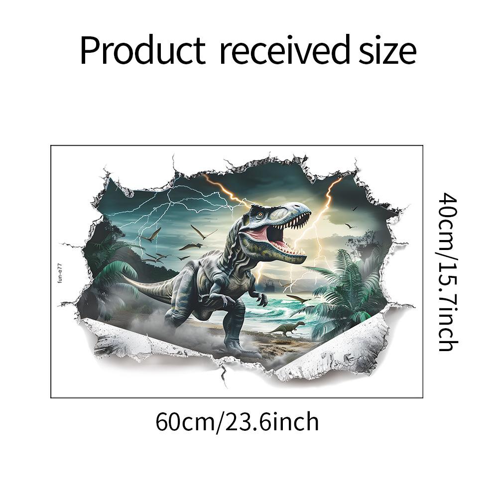 Cartoon Realistic Dinosaur Breaking Through Wall Self Adhesive Wall Sticker for Kids Room Kindergarten Decor