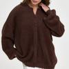 Damen Weicher Dehnbarer Cardigan Pullover Rundhalsausschnitt Langarm Knopfleiste Pullover für Damen Lockerer Sitz Cardigan Pullover Lässig Flauschige Gestrickte Jacken