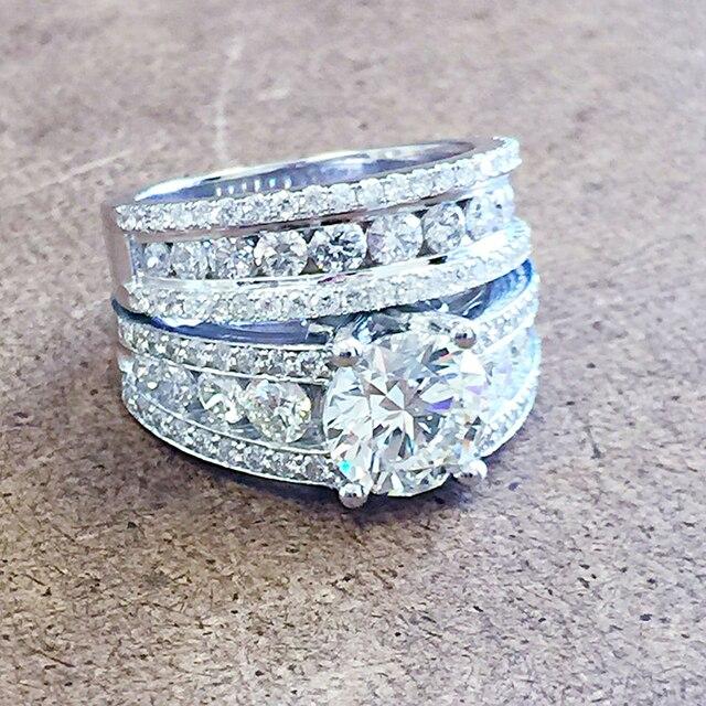 

Роскошные 2 шт./компл. парные кольца, свадебные аксессуары для помолвки для женщин с фианитом AAA, серебряный цвет, модные ювелирные изделия 6