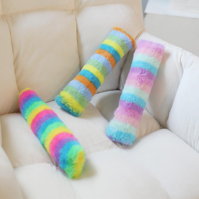 Pet Supplies: Rainbow Plush Long Strip Throw Pillow Cat Self-entertainment Toy Catnip Vocal Interactive Boring Toy