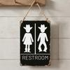 Wooden Wall Art Sign Wreath Circle Decorative Plaque Cute Bathroom Sign Plate  Toilet