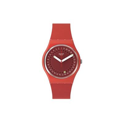 Quartz Movement 30m Waterproof Watch 34mm Red Dial Bio-Based Material Case Silicone Strap Unisex Watches SO28R400