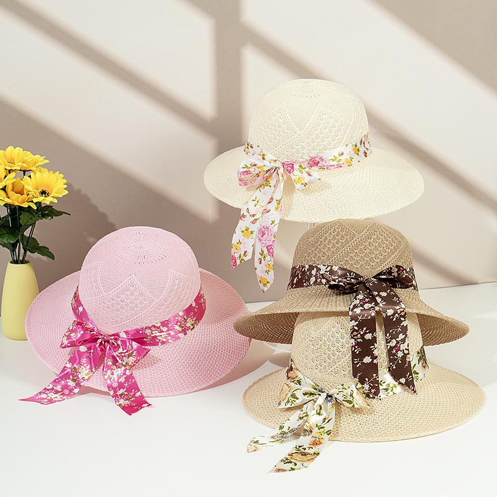 Ladies Straw Hat Summer Sunscreen Hat Sun Hat Holiday Gift Mom Hat Spot Straight Hair Sun Hat Women