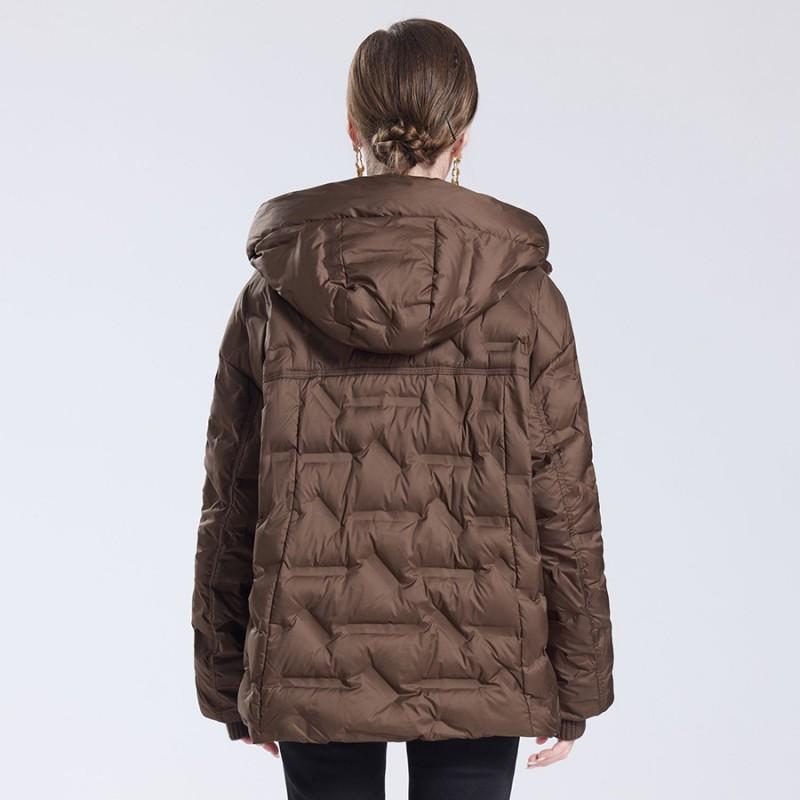Womens Lightweight Hooded Down Jacket 2026 Winter Short Puffer Coat With Ribbed Cuffs Zipper