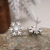 925 Sterling Silver Zircon Snowflake Stud Earrings for Women Shiny Rhinestone Crystal Jewelry for Girls Party Christmas