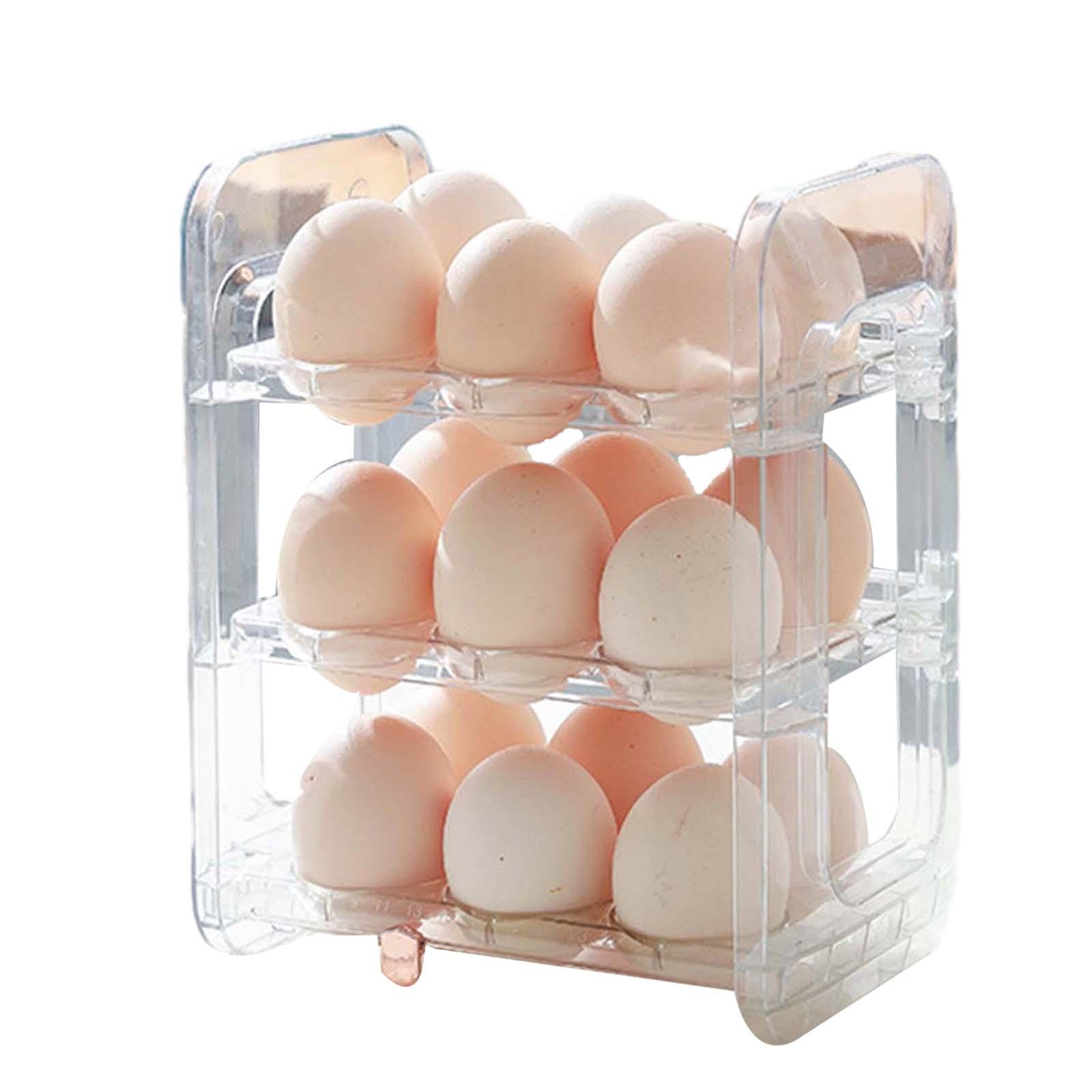 

Flip Egg Holder for Refrigerator with Handle Reusable Egg Organizer Egg Storage Container for Pantry Countertop Shelf