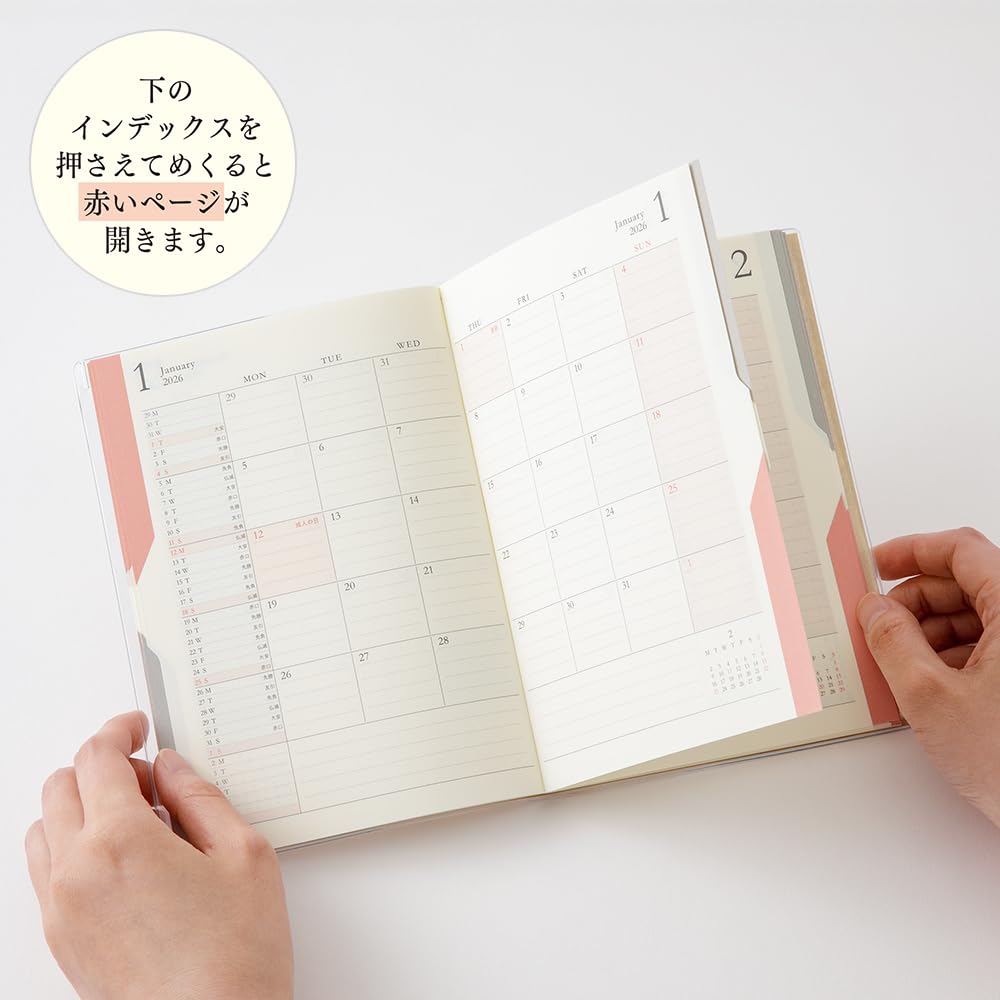 Midori Double Schedule Limited Bookmark 22382006 October Planner, 2026, B6, Monthly, Edition, Beige, Included, (Starts 2025)