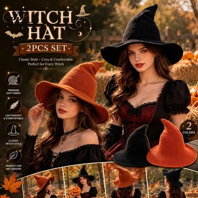 2Pcs Halloween Witch Hats, Foldable Wizard Hats, Suitable For Halloween, Cosplay, Parties, And Everyday Wear In Autumn