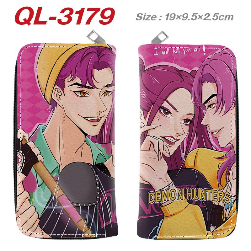 Portafoglio Lungo con Zip KPop Demon Hunters in Pelle PU Portamonete Cartone Animato per Donna Porta Carte Multipli Rosa