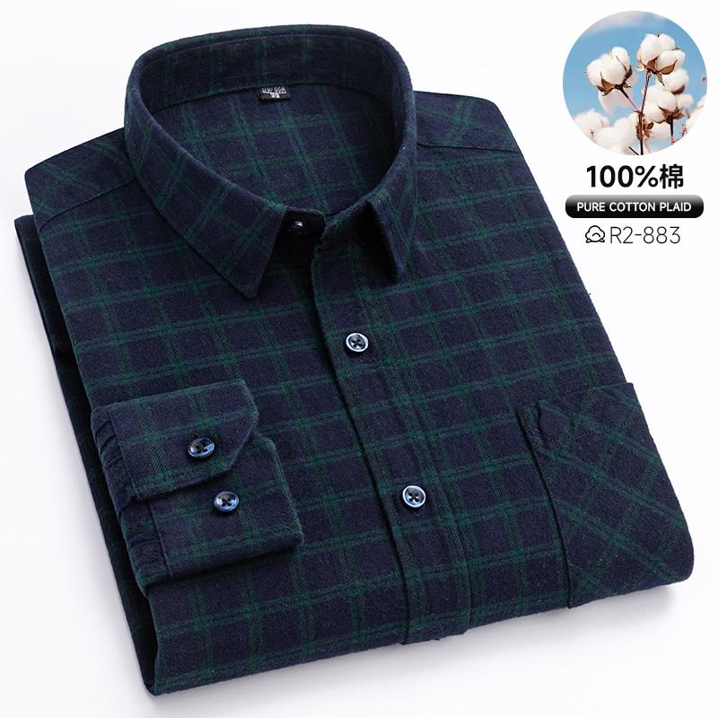 Spring, Autumn and Winter Flannel Shirt Long Sleeve Cotton Fashion Plaid Casual Soft Standard Fit Men's Shirt 5XL 6XL