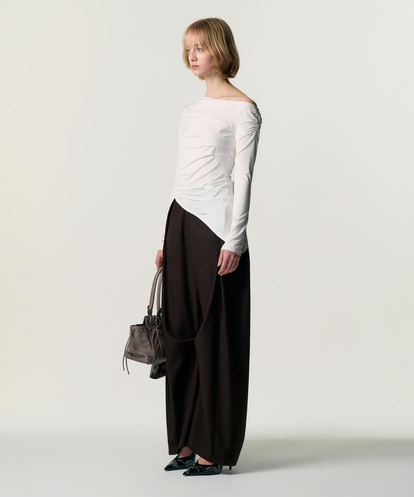Kimjisu [Ver.2] One Shoulder Draped Jersey Top_White
