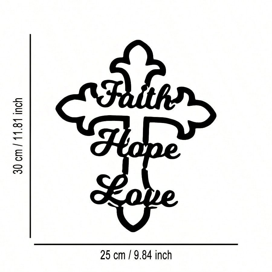 Faith Hope Love Metal Wall Art Plaque Elegant Design Decorative Gift