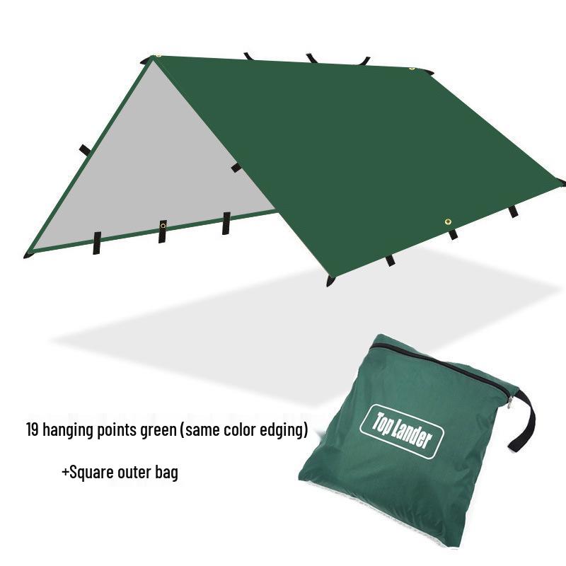 Silver-Coated Waterproof Camping Tarp: 19 Hanging Points for Multi-functional Sun Protection & Outdoor Use 3x3
