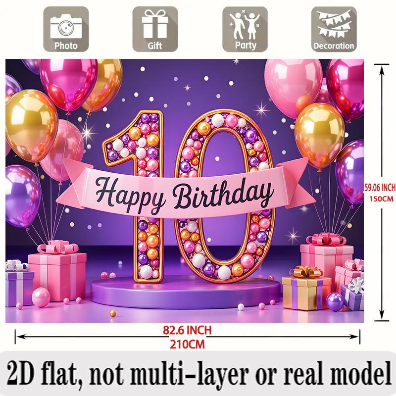 Party Backdrop 10Th Birthday Flat Designed Serves Photos Well Photo Background Decor Birthday Party Decor