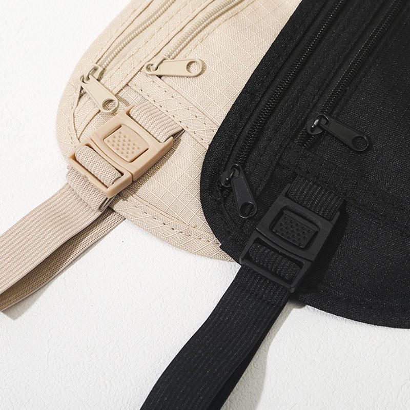 Belt Bag Hidden Security Wallet Black Zippered Waist Security Pouch Unisex Travel Waist Pouch Passport Money Bag
