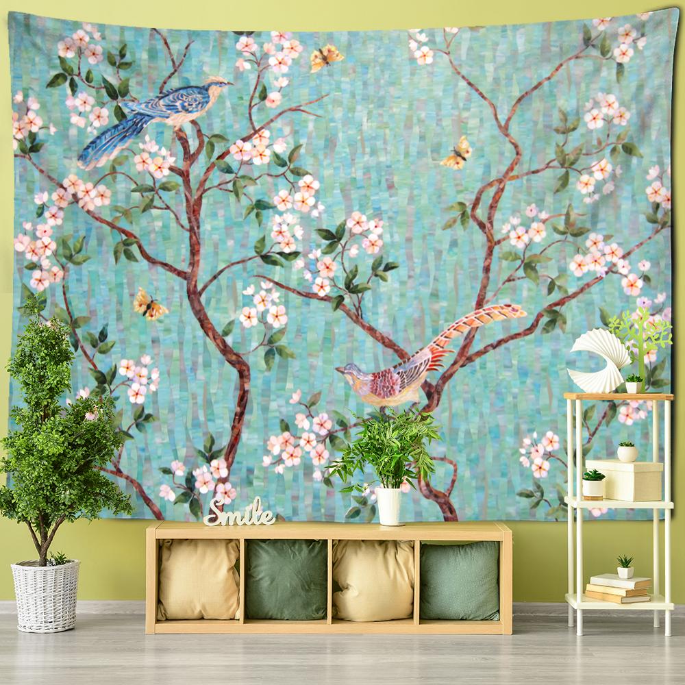 Pasăre zburătoare, pictură în ulei, tapiserie, agățată pe perete, în stil boem, artă hippie, tapiz psihedelic, decor acasă