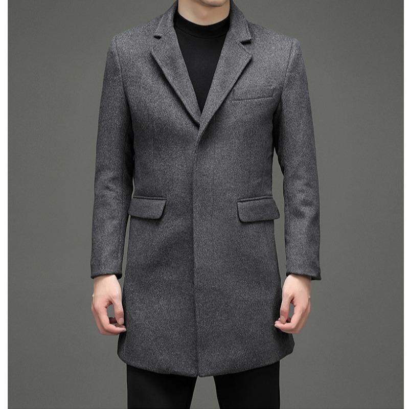 New Woolen Coat Men's Woolen Suit Casual Jacket Medium and Long