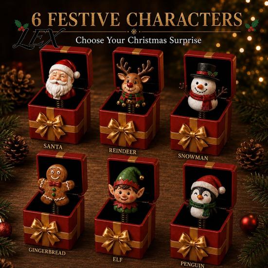 Unique Christmas Gift for Adults Magic Pop-Up Box, Cute Reindeer Santa Claus Gingerbread Prank Funny Birthday Men Women Reusable Spring-Loaded