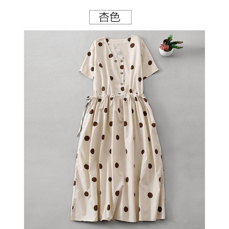 Women's Waist Slimming A-line Skirt Simple Polka Dot Dress MIDI Skirt