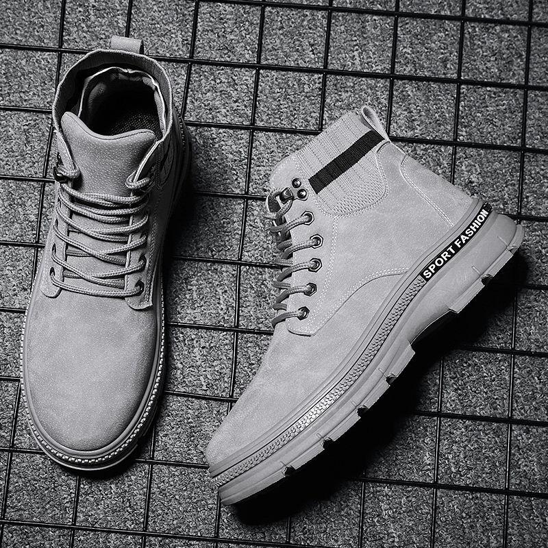 2024 New  Boots Men's High-Top Trendy All-Match Casual Work walking Shoe British Middle Top Boot Trendy Men's Shoess56