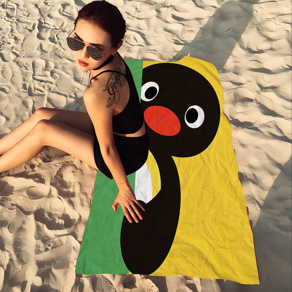 Pingu Cartone Animato Pingu Microfibra Stampato Asciugamano da Spiaggia Alpinismo Yoga Spiaggia Nuoto Corsa Assorbente Morbido Asciugamano