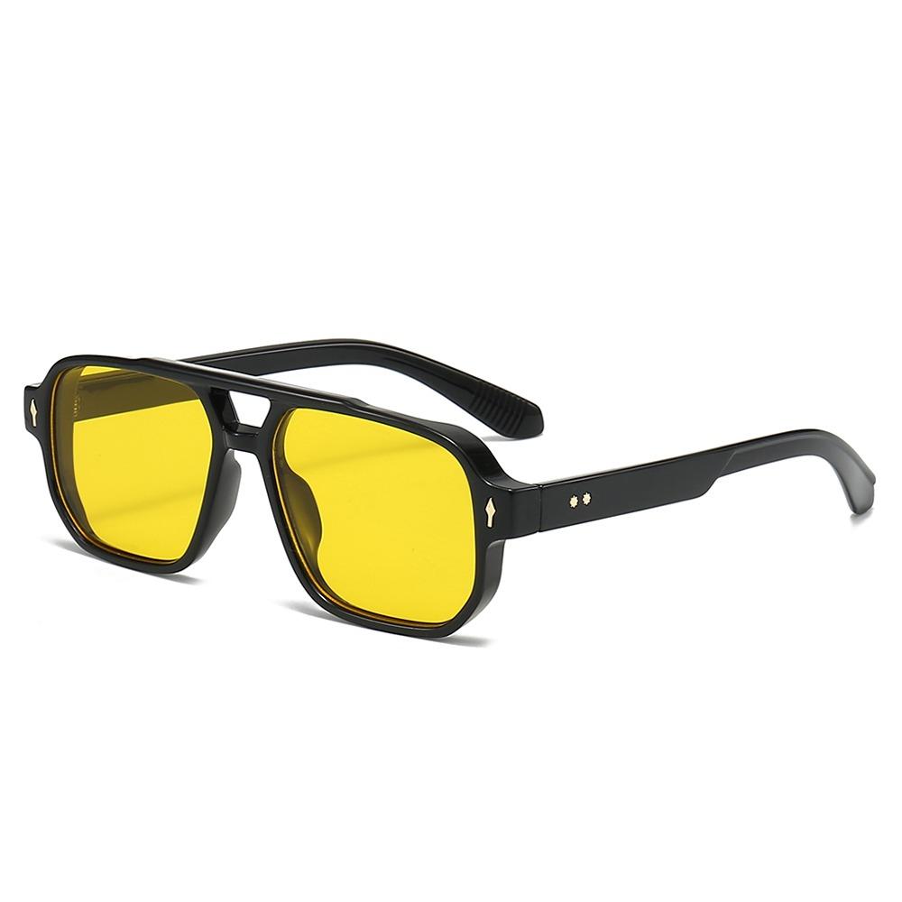 Trendy Retro Men's Sunglasses Double Bridge UV400 Protection Rivets Sun Glasses Square Designer Pilots Shades for Women Men