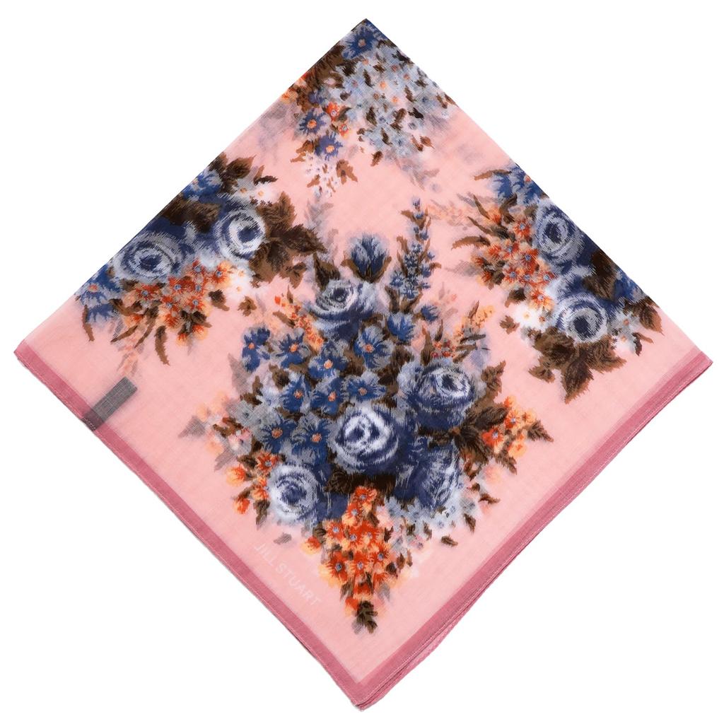 JILL STUART Old Flower Cotton Scarf 50105501, Women's Machine Washable Sun Protection Scarf 50105501C Pink [C] Approx. 64cm W X 64cm H