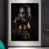 Afrikanische Mädchen Frau Gold Schmuck Poster Wand Leinwand Kunstdrucke Moderne Figuren Porträt Gemälde Wohnzimmer Wohnkultur Bild