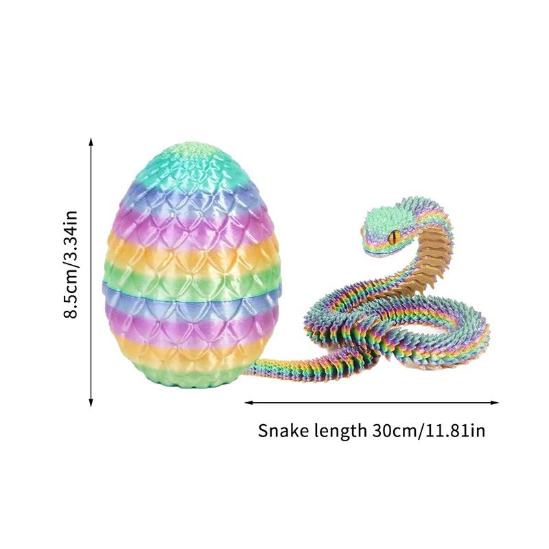 30cm 3D Printed Snake With 8.5cm Egg Mobility Simulate Snake Ornament Cool Funny Figurine For Home Office Desktop Home Decor